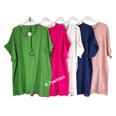 Neu Damen 100 % BAUMWOLLE Top Bluse italienischer Lagenlook große Übergröße Sommer Strand