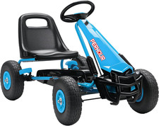 Go Kart for Kids 4 Wheel Pedal Go Cart Adjustable Seat Ages 3-8 Blue
