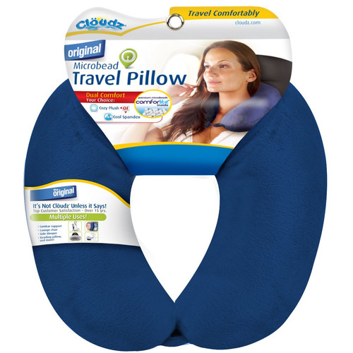 Dual Comfort Microbead Airplane Travel Neck Pillow. Super Soft Cozy Plush Fab...