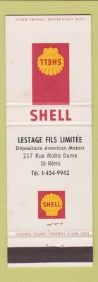 Matchbook Cover - Shell oil gas Lestage Fils Limitee St Remi QC