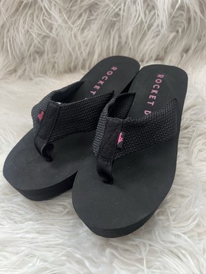 Rocket Dog Women's Black Crush 3  Platform Flip Flop Thong Sandal Size 9 M NWT