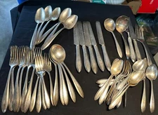 Lot 49 Community Plate Oneida Patrician 1914 Flatware Serving Mono "E" 