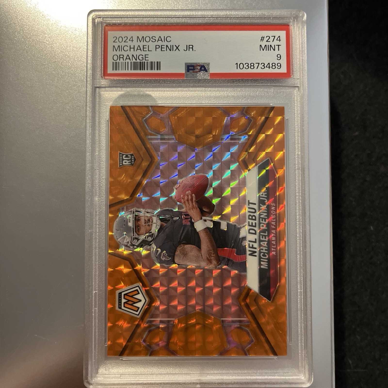 2024 PANINI MOSAIC ORANGE #274 MICHAEL PENIX JR. ROOKIE RC 45/199 PSA 9