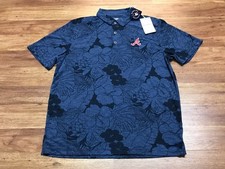 MENS M - NEW Tommy Bahama MLB Atlanta Braves Tropical Floral Polo Shirt Blue