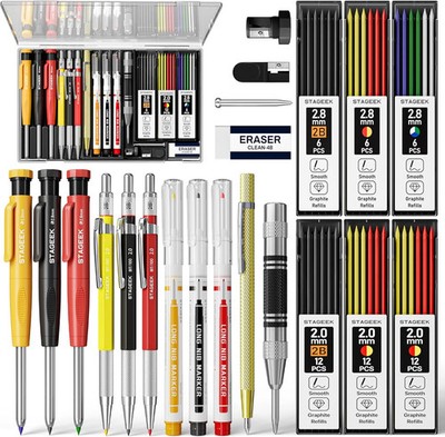 STAGEEK 22 Pack Carpenter Pencil Set with Sharpener, Mechanical Carpenter Pencil