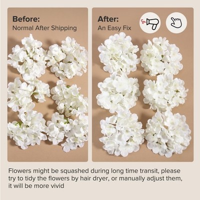 Auihiay 64 PCS Artificial Hydrangea Flowers, Silk Hydrangea Full Flowers Heads 