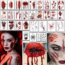 30 Sheets Zombie SFX Makeup Scar Tattoo Stickers for Halloween Cosplay