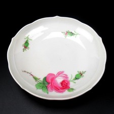 Meissen Porzellan Untertasse Dekor Rote Rose Handbemalt 2. Wahl ca. 14cm