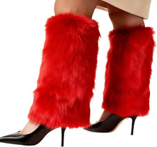Women'S Faux Fur Fluffy Leg Warmers Fuzzy Long Boot Costume Covers Furry for Chr