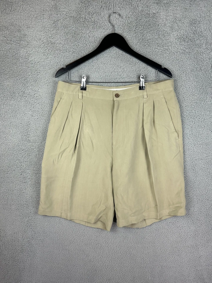 Шорты мужские Tommy Bahama 36 желтовато-коричневые 100% шелк плиссированное платье китайские повседневные летние мужские - Изображение 2 из 4