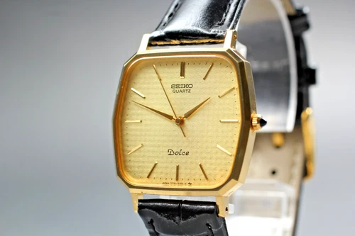 [NEAR MINT] Vintage SEIKO Dolce 7731-5120 Gold Quartz Men's Watch New Battery