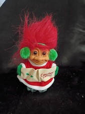 Vintage 90s Russ TROLL Doll Christmas Carols 5" Red Hair Standing Doll