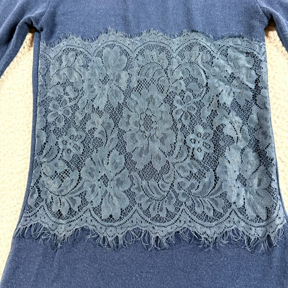 Blusa Boho Chic Filly Flair Azul Para Mujer S Floral Encaje Superpuesto Manga 3/4 Rayón Foto 2 de 4