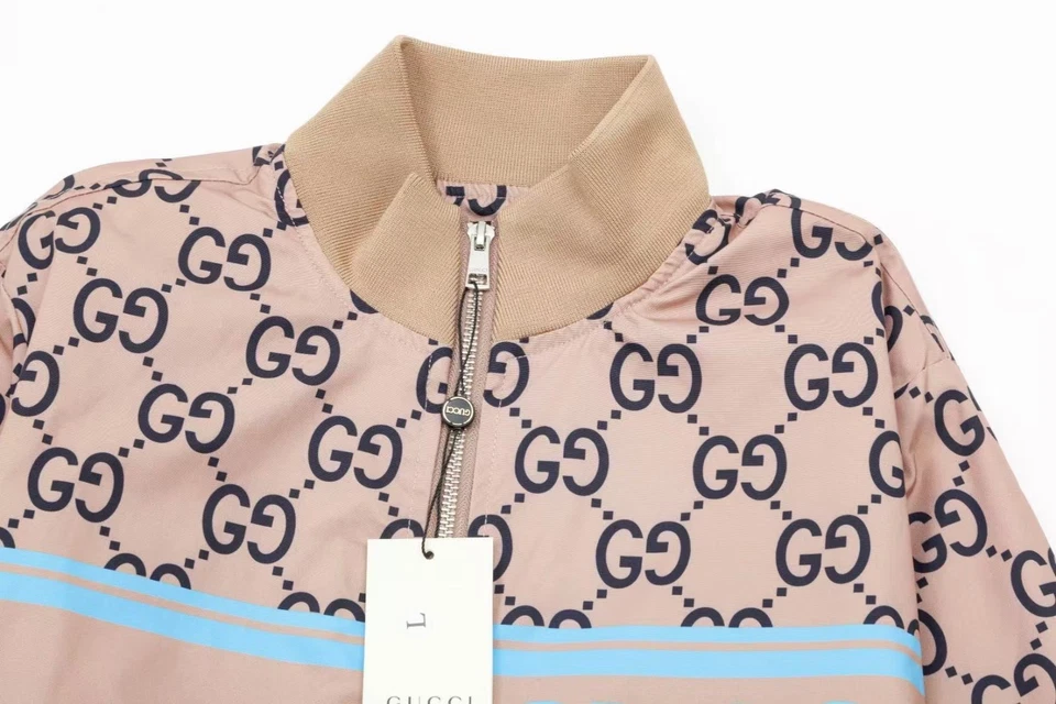 Jaqueta Gucci Masculina Clássica Monograma GG Retrô Geral Negócios Casaco Casual Bege - Imagem 3 de 4