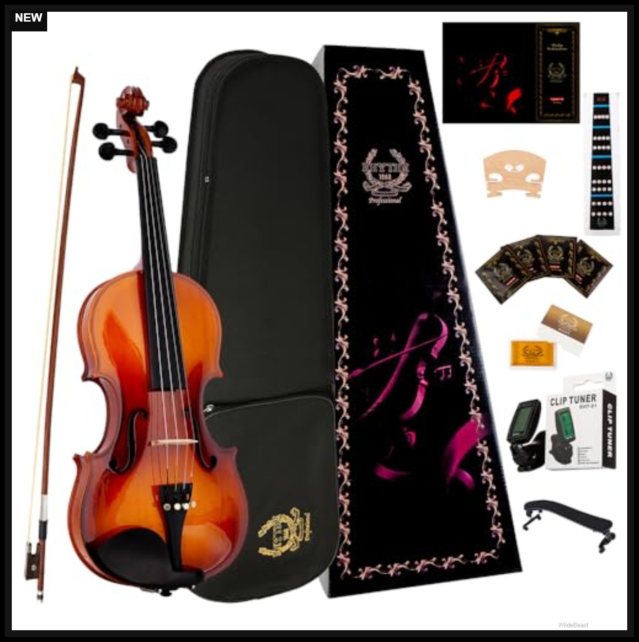 Acoustic Violin 1/2 Size Spruce Maple 4 String Beginner Kit with Hard Case Bow