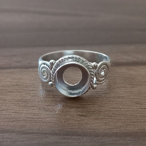 925 Sterling Silver Round Collet Ring Setting 10mm DIY Jewelry Supplies