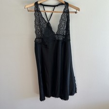 Victoria Secret Women  s Black Lace Night Slip Dress Sz L NWOT