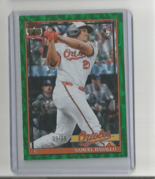 2026 Topps 1991 Samuel Basallo T91-20 Green Crackleboard Foil /99 RC Orioles