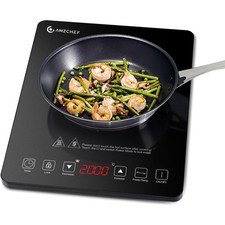 Induktionskochplatte 2000W Kochfeld Einzel 20 Stufen Timer Sicherheit Schwarz