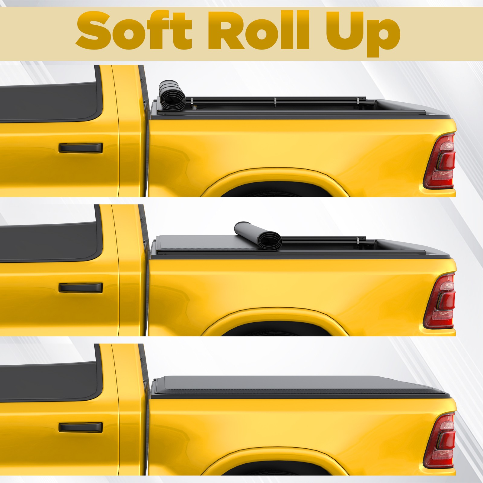 5.5FT Soft Roll Up Tonneau Cover Fit For 2022-2025 Toyota Tundra Truck Bed w/LED