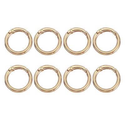 Spring O Rings, 8Pcs 1.1 Inch Metal Round Clips Keychain, Light Gold