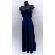 UNBRANDED Women's Dark Blue Solid Sweetheart-Neck Side Slit Maxi Dress SZ M