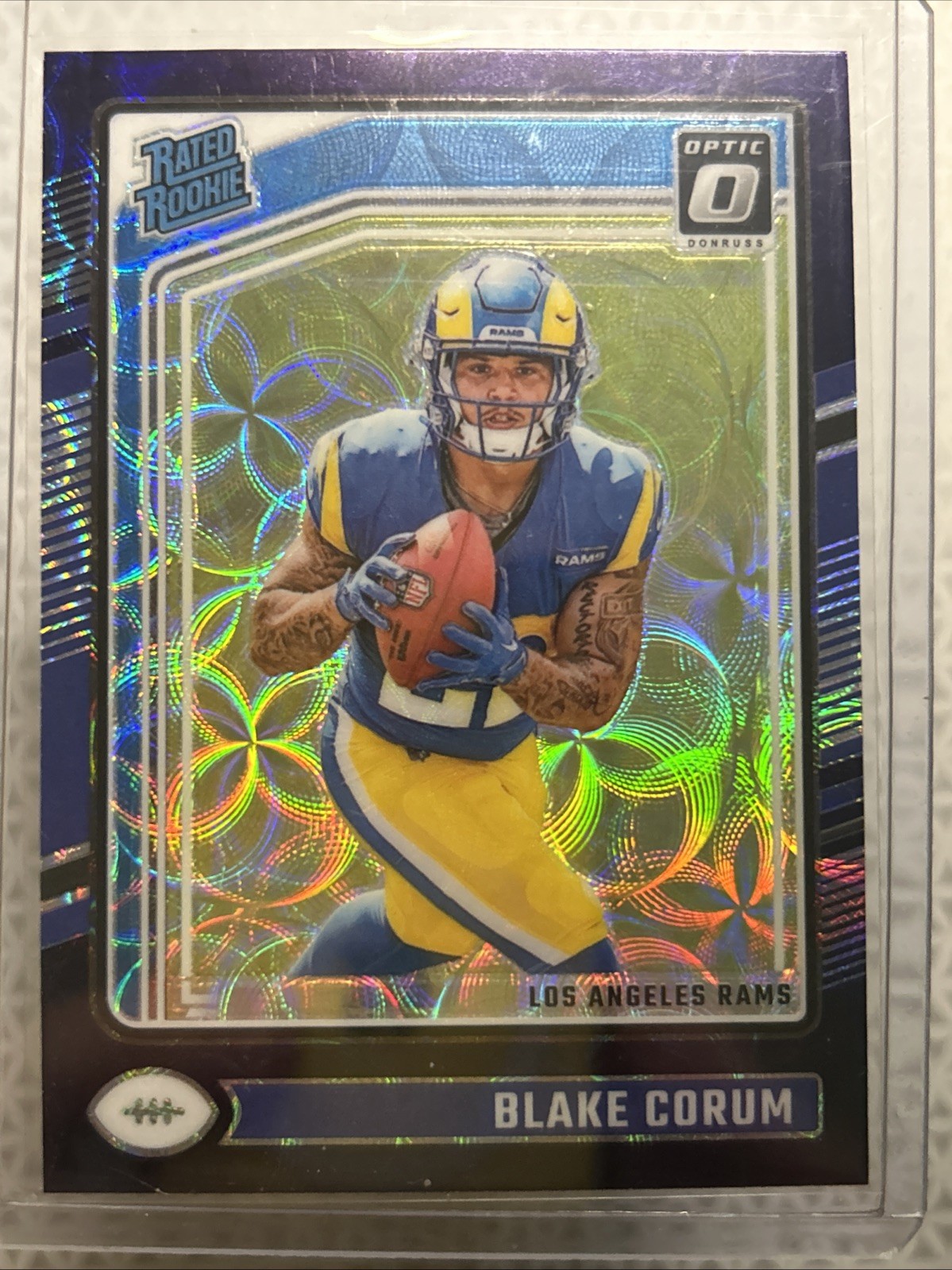 2024 Panini Donruss Optic - Rated Rookie Blake Corum #208 Blue Scope Prizm (RC)