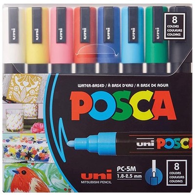 Artist Quality 8-Pack 5M Acrylic Markers, Reversible Tips, Multi-Surface Use