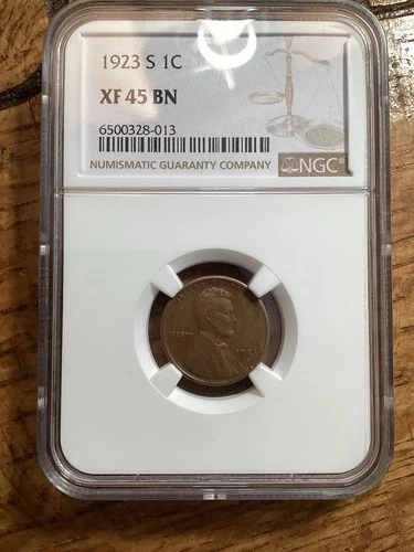 Beautiful High Grade 1923-S Lincoln Cent.  NGC GRADED XF 45 BN