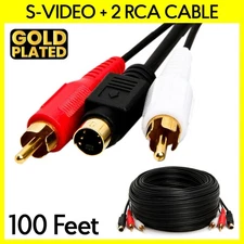 100 Feet S Video Cable with 2 RCA Audio S-VHS + L/R RCA Stereo Audio Combo Cable