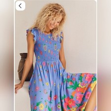 Mister Zimi women Abbie Blue Meadow Floral Smock Midi Dress sze 8 AU (4 US) $199
