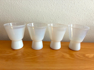 4 Jacob Bang Opaline Glasses for Kastrup Holmegaard 1950s Danish Modern