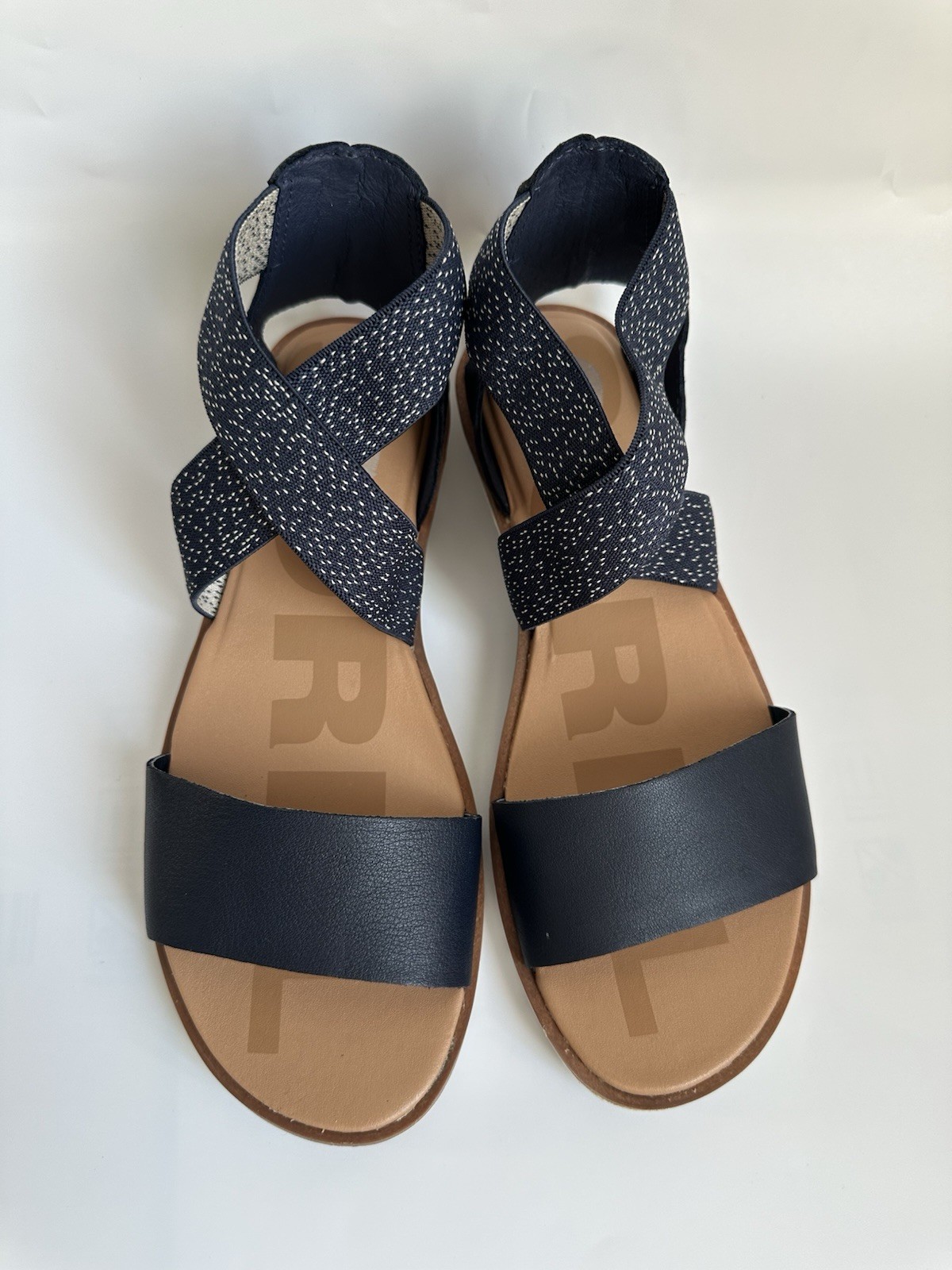 SOREL WOMEN'S  Size 7 ELLA  II  SANDALS  IN  Navy Nocturnal, Sea Salt