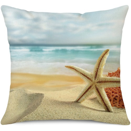 Octopus Squid Pillow Cover Coastal Beach Ocean Animal Starfish Crab Cushion Case - Picture 83 of 89