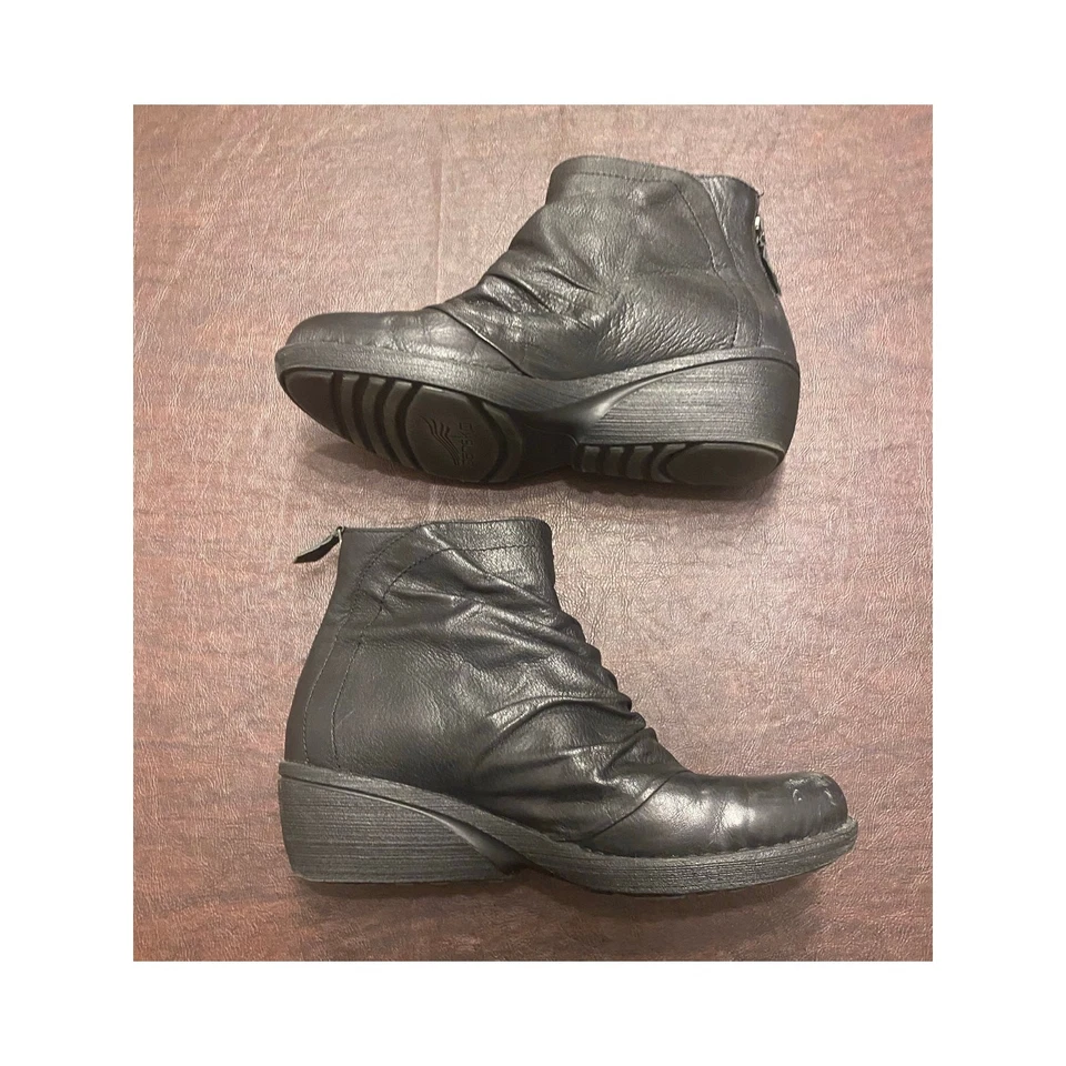 Botines Dansko Arisa negros fruncidos holgados de cuero 39 (8,5-9) cuña cómoda Foto 3 de 4