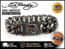 Ed Hardy Skull Crossbones Heavy Chain Bracele...