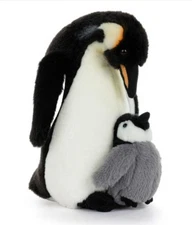 NEW DEMDACO Penguin & Baby Plush Toy Kids Baby Penguin 