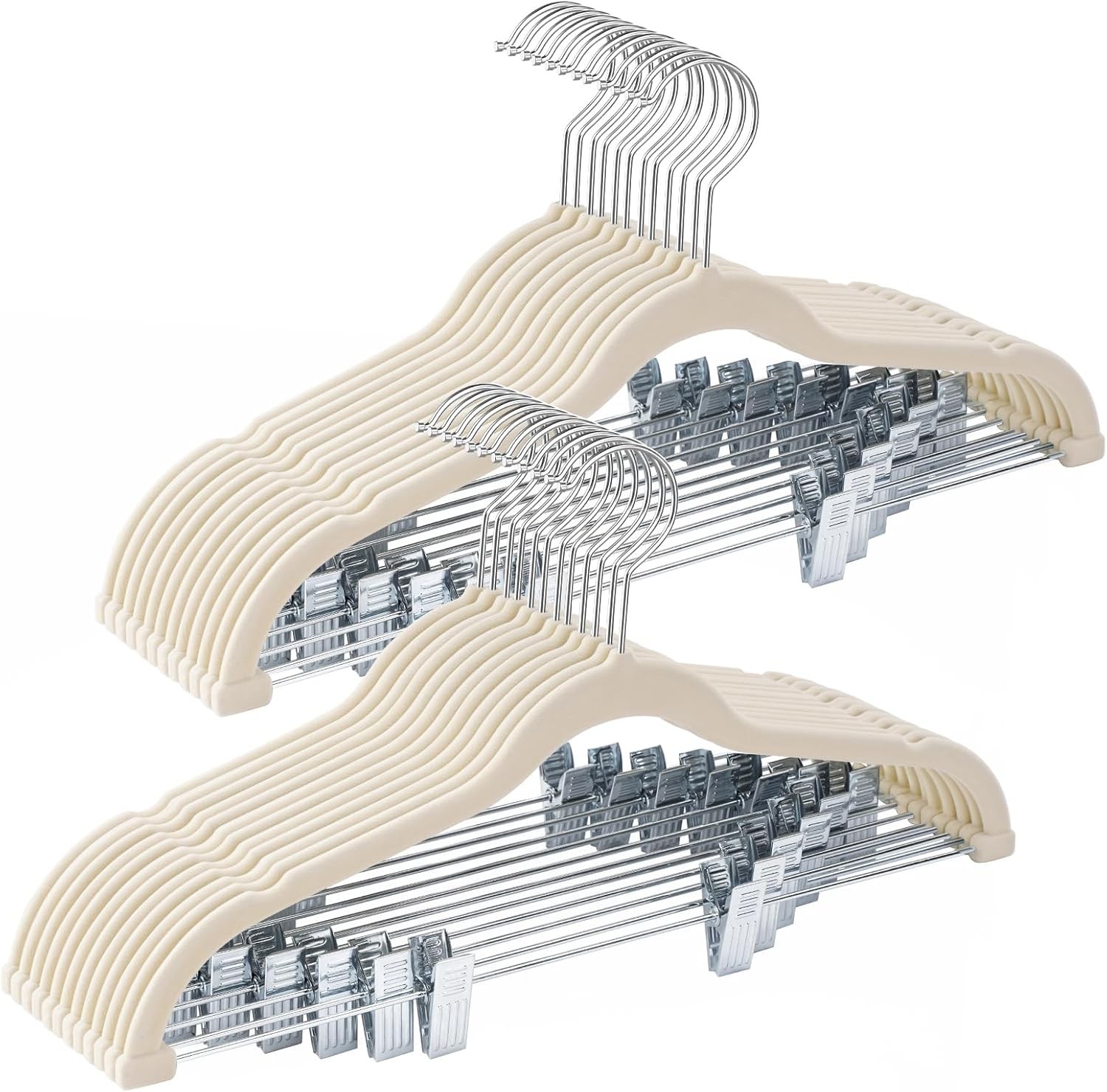 24-piece beige velvet hanger set with adjustable clips, for adults only