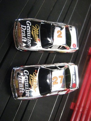 NEW Tyco HO Slot Car Miller Beer Chrome  #2 and #27 Stock Car Bodies
