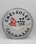 Vintage Chevrolet Corvette Porcelain Enameled Metal Sign