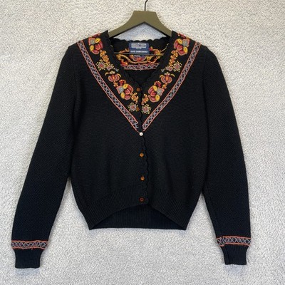 Vintage 90s Herman Geist Fall Leaves Sweater Size Small Cardigan CottageCore