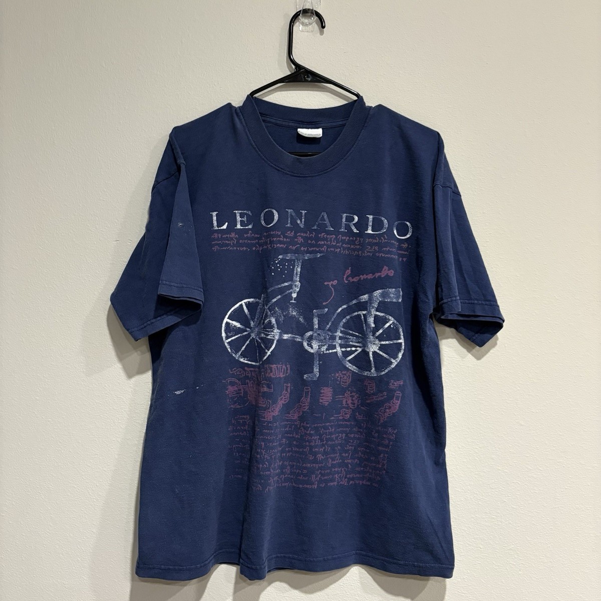 Vintage 90's Leonardo Da Vinci T-Shirt XL Navy Blue “Tu Furben
