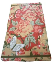 Floral Butterfly Fleece Lap Throw Blanket 31.5x51.5” Red Yellow Green Vintage