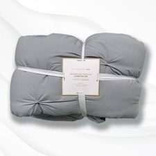 NEW TWIN XL Pottery Barn Microfiber Pintuck Comforter Gray