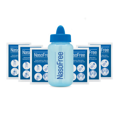NasoFree Nasenspülung Starterset + Kochsalzbeutel für Nasennebenhöhlenspülung & Nasenspülung