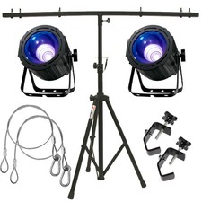 American DJ 2 UV COB Cannon Ultraviolet Wash Package w/ Tripod Stand Clamps