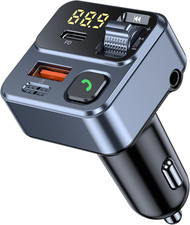 FM Transmitter Bluetooth Car Adapter with Hands-Free Calling  42W Type-C Charge