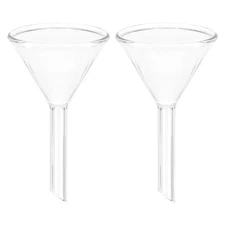2 Pack 60mm Glass Funnel, Short Stem Borosilicate Glass Heavy Wall Funnel