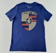 Camiseta Rich Boy Cartel Hombres Talla L Azul Marino Lentejuelas Bling Emblema Gráfico Camiseta LG