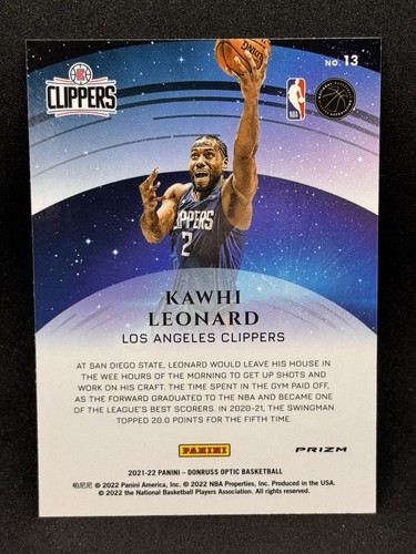 Kawhi Leonard 2021-22 Donruss Optic Star Gazing #13 Disco Prizm - Clippers - Foto 2 di 2